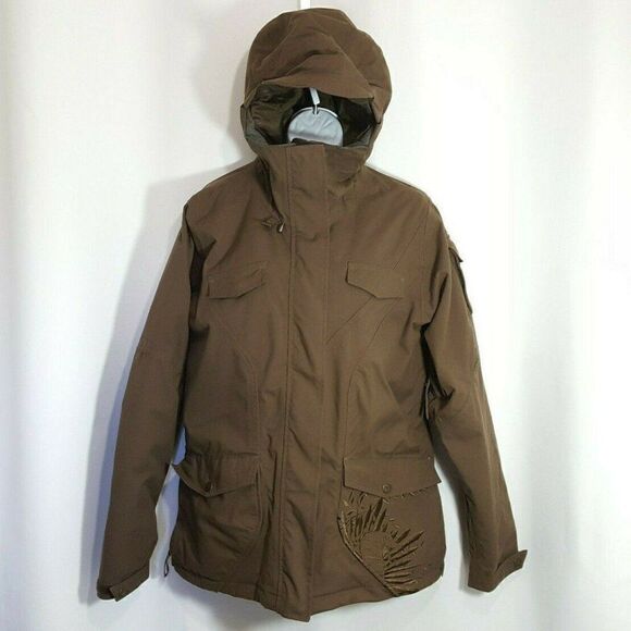 Salomon
Snowboard Jacket Sz L Brown Winter Hooded Zip Up Embroidered Snake - Picture 1 of 10